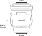 House Naturals 4 Gallon Square Food Grade Bucket Pail with Plastic Handles and Lid (Pack of 3) Made in USA containers (Yellow-Green-Red)