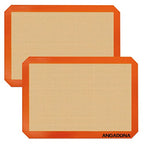 Silicone Baking Mat Sheets Set, Easy Clean &Non-Stick Food Grade Reusable Baking Mat, 2 Half Sheet Baking Mats Silicone for Oven, Macarons, Cookies and Pastry