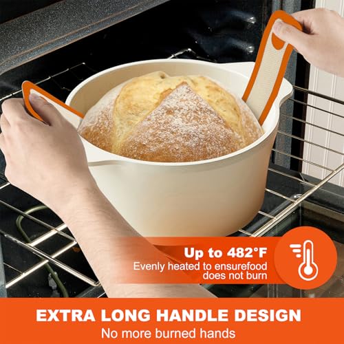Silicone Bread Sling for Dutch Oven Liner, Non Stick 2 PCS, Easy Clean Reusable Silicone Baking Mat with Long Handles, Easy to Transfer Sourdough Bread, Orange - view 6