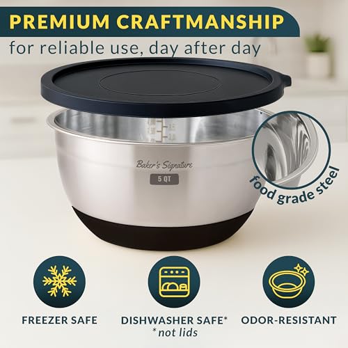 Stainless Steel Mixing Bowls with Lids Set of 5, 3 Graters, Black - view 4