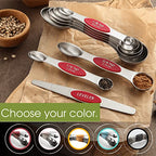 Stainless Steel Magnetic Measuring Spoons Set of 8, Red - view 6
