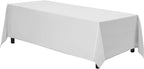 Gee Di Moda Rectangle Tablecloth - 90 x 132 Inch White Table Cloth for 6 Foot Table with Floor-Length Drop - Heavy Duty Washable Fabric - 6 Ft Buffet Table, Holiday Party, Wedding & Baby Shower