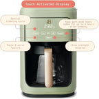 Beautiful by Drew Barrymore 14-Cup Programmable Drip Coffee Maker, Touch-Activated Display, Fast 14-Min Brew, Bold Strength, Keep Warm 4hrs, Gold Filter (Sage Green)