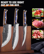 3PCS Hand Forged Butcher Knife Set - Gold-Stamped Gift Box - view 5