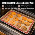 Silicone Baking Mat with 10 Recipes, Extra Thick Silicone Mats for Baking, Non Stick Pastry Mat for Rolling Dough, Silicone Macaron Baking Mat for Cookie,Bread,Pizza,Fondant Mat, Oven&Dishwasher Safe - view 6