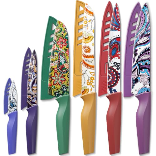 Paisley Pattern Knife Set with Cover