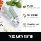 GORILLA GRIP Garlic Press and Peel Set, Heavy Duty Mincer Tool, Large Ergonomic Handle, Easily Mince and Crush Garlics, Ginger, Nuts, Seeds, Peeler Included, Peeling Cloves, Kitchen Gadgets, Mint