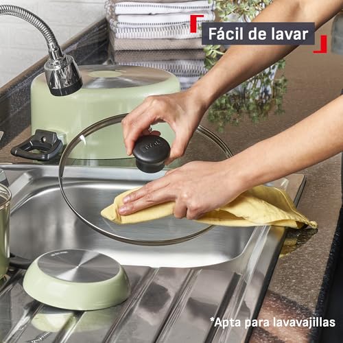 Supercook 26 Piece Lichen Green Cookware Set with Titanium Non-Stick Thermo Signal Technology, Easy Cleaning and Diffuser Base for Creating Delicious Recipes, B929SZ84 - view 5