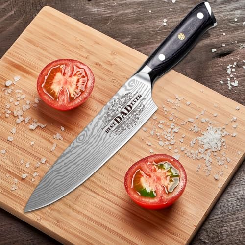 Fathers Day Dad Gift from Daughter Son Kids Dad Birthday Gift 8 inch Kitchen Knife Gift Set for Dad Professional Chef's Knife christmas presents for dad (Best Dad) - view 3