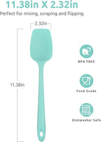 Heat Resistant Silicone Spoon Spatula: U-Taste 600ºF High Heat Flexible 11.38in Silicon Mixing Stirring Cooking Scraping Baking Bowl Scraper Seamless Spreader for Kitchen Nonstick Cookware (Aqua Sky)