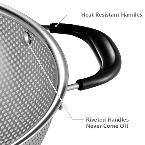 18/8 Stainless Steel Colander, Easy Grip Micro-Perforated 5-Quart Colander, Strainer with Riveted and Heat Resistant Handles, BPA Free. Great for Pasta, Noodles, Vegetables and Fruits - view 3