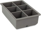 Ticent Ice Cube Trays Set of 2-Silicone Sphere Ice Ball Maker with Lid & Large Square Ice Molds for Whiskey, Cocktail & Brandy (Grey)