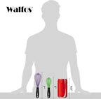 Walfos Whisk,5+7Inch Mini Whisks,Silicone Whisk Non Scratch whisk,Heat Resistant(480°F) Small whisks Suitable for stirring individual eggs and mixing small amounts of powder and sauce. Purple & Green