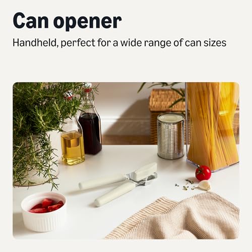 Manual Can Opener with Stainless Steel Construction, Soft Grip Handle, Linen Gray - view 2