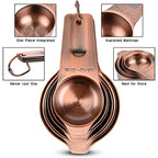 Copper Measuring Cups and Spoons Set 17, Stainless Steel 7 Measuring Cup and 9 Spoons for Dry & Liquid, Metric & US Metal Measuring Cups and Spoons Set &Leveler for Baking & Kitchen - view 4