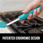GORILLA GRIP Patented BPA-Free Non-Scratch Spatula, Heat Resistant Flexible Silicone Head for Nonstick Cooking Pans, Soft Rubber Handle, Kitchen Spatulas for Flipping Eggs, Pancakes, 11.6 in Turquoise