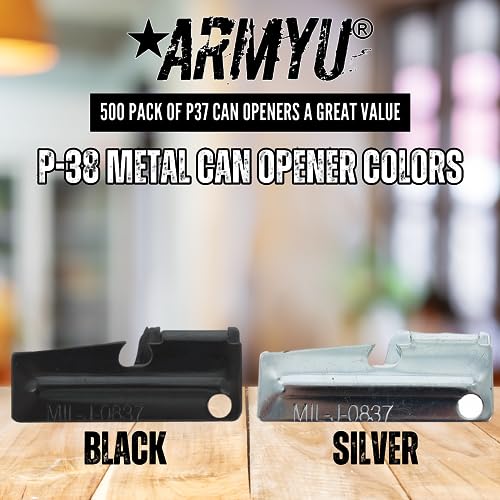 ARMYU P-38 Metal Can Openers Steel Army Style P38 Mil-J-0837 Compact Travel Size, Silver (500 Pack) - view 5