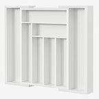 Pipishell Bamboo Expandable Drawer Organizer for Utensils Holder, Adjustable Cutlery Tray, Wood Drawer Dividers Organizer for Silverware, Flatware, Knives in Kitchen, Bedroom, Living Room (White)