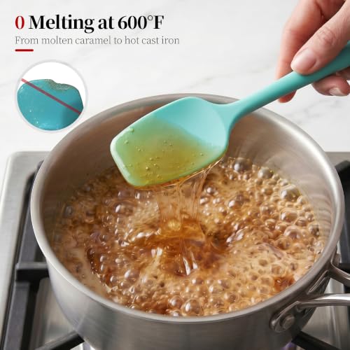 600ºF Heat Resistant Silicone Spatula Spoonula Set of 2, Aqua Sky - view 5