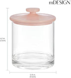 mDesign Small Modern Apothecary Storage Organizer Canister Jars - Acrylic Containers for Bathroom, Organization Holder for Vanity, Counter, Makeup Table, Lumiere Collection, 2 Pack, Clear/Light Pink