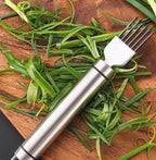 Stainless Steel Green Onion Slicer 2 PCS, Multi-Blade Kitchen Herb Cutter, Professional Scallion Shredding Tool Shred Silk The Knife, Upgrade Stainless Steel Chopped Green Onion Knife Vegetable