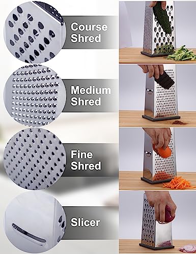 Cheese Grater, 4-Sided Box Grater for Cheese, Vegetable & Fruit - view 3