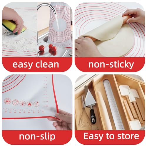 Dough Mat Pastry Silicone Baking Mats 32x24" Red for Rolling Dough Kneading Sheet Sourdough Bread Baking Supplies - view 5
