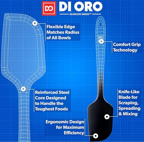 DI ORO Silicone Spatula Set - 600F Heat Resistant, 4-Pc Black - view 4
