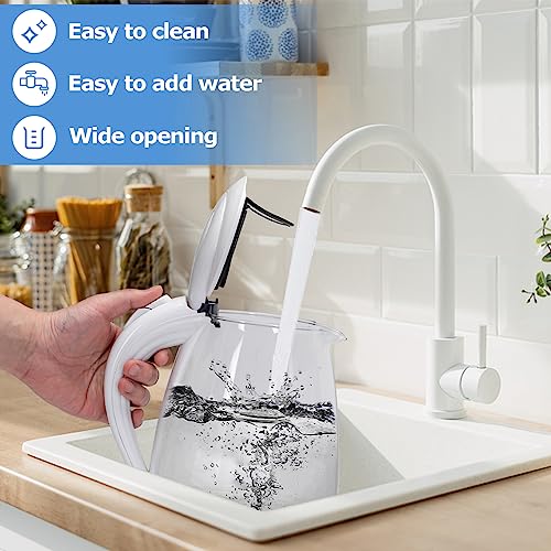 Electric Kettle, 1500W Glass Electric Tea Kettle Rapid Heating, Borosilicate Glass, Auto Shutoff and Boil-Dry Protection, Hot Water Boiler BPA Free and Cordless with LED Indicator, 1.7 Liter - view 5