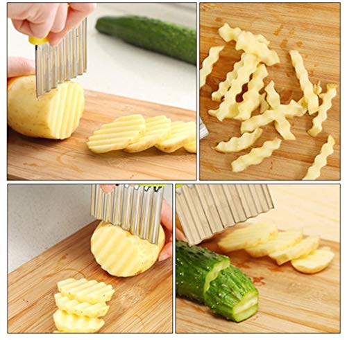 Crinkle Cutter Cutting Tool French Fry Slicer Potato Cutter Blue 1pcs - view 3
