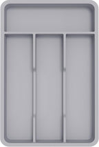 Lifewit Silverware Tray, Cutlery Drawer Organizer Storage for Kitchen, Plastic Flatware Utensil Holder Divider for Spoons Forks Knives Tableware, 4 Compartment, Gray