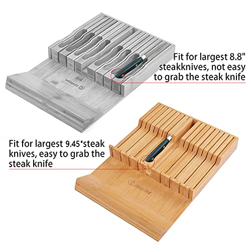 In-drawer Knife Block Bamboo Kitchen Knives Drawer Organizer Large - view 5