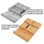 In-drawer Knife Block Bamboo Kitchen Knives Drawer Organizer Large - view 5