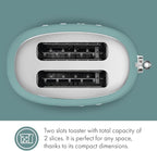 SMEG 2 Slice Toaster with 6 Presets and Defrost Function and Removable Crumb Tray (Jade)