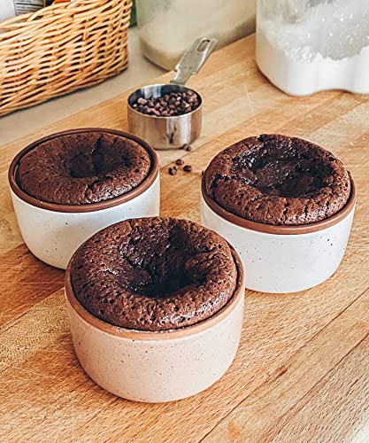 Ceramic Ramekins - 8oz, Set of 6 - Small Oven Safe Baking Dishes/Cups - For Personal Pudding, Creme Brulee, Souffle, Serving Dip, Custard, Ice Cream - Single Mini Bowls - Assorted Neutrals - view 6