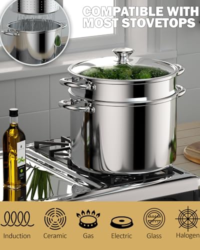 8 Quart Stainless Steel Pasta Pot with Strainer Lid 3-in-1 Pots - view 4