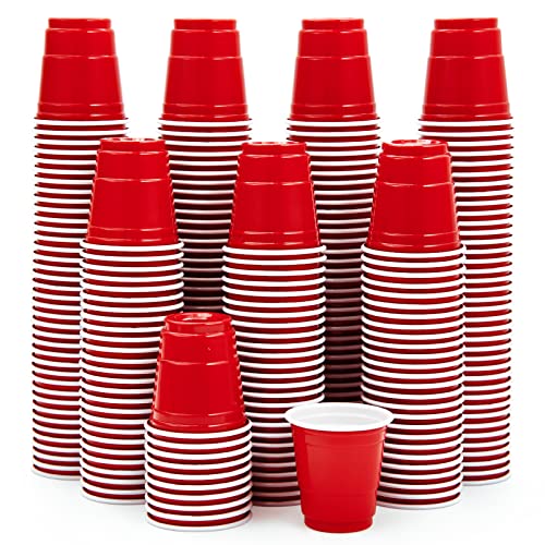 300 PACK 2 oz Red Plastic Shot Glasses, 2 oz Disposable Shot Cups