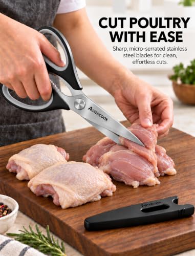 Kitchen Scissors, 3-Pack Heavy Duty Kitchen Shears with Stainless Steel Blades for Meat, Poultry, Herbs, Vegetables and Packaging, Dishwasher Safe Seafood Tools - view 2