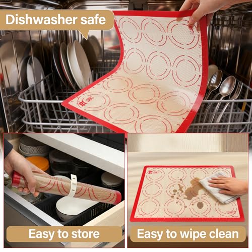 2 Pack Silicone Baking Mats, 11.6" x 16.5" Each, 0.7mm Thick, Food Grade Non-Stick Reusable Baking Mats & Baking Sheet Liners for Cookies, Macarons, Bread, Pizza & Pastry - view 7