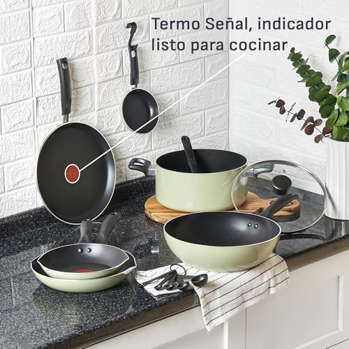 Supercook 26 Piece Lichen Green Cookware Set with Titanium Non-Stick Thermo Signal Technology, Easy Cleaning and Diffuser Base for Creating Delicious Recipes, B929SZ84 - view 6