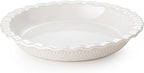 Ceramic Pie Dish for Baking, 9 inch Porcelain Pie Pan, Fluted Pie Plate for Apple, Quiche, Pot Pies, Tart, Modern Farmhouse Bakeware, Glazed White