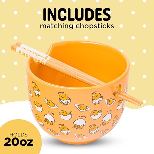 Sanrio Gudetama Yellow Egg, Ramen Bowl with Chopsticks, 20oz - view 2