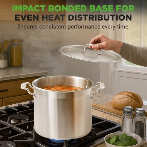 16-Quart Stainless Steel Stockpot - 18/8 Food Grade Heavy Duty Large Stock Pot for Stew, Simmering, Soup, Includes Lid, Dishwasher Safe, Works w/Induction, Ceramic & Halogen Cooktops - view 6