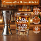 21st Birthday Gifts for Him,2005 Shot Glasses with Wooden Box - view 3