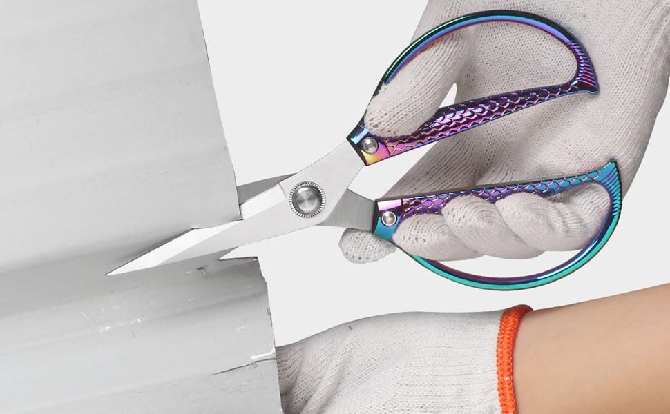 Fish pattern Powerful kitchen scissors professional Heavy Duty Multi-Purpose pretty Color rainbow Titanium Coating Forged Stainless Steel fish bones Shears Office Home scissors - view 2