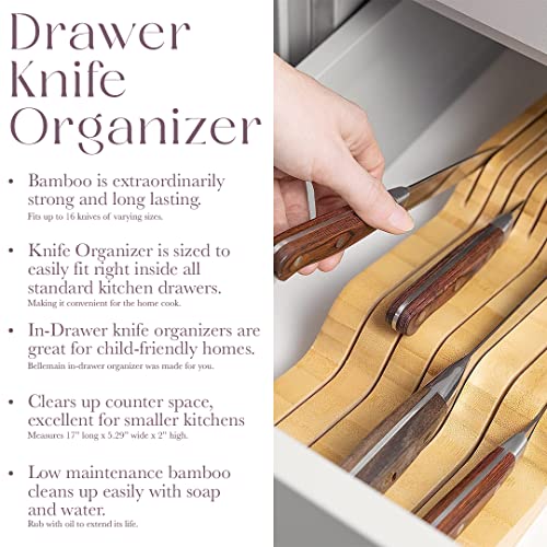 100% Pure Bamboo Knife Drawer Organizer, Knife Block - 16 Slots - view 4