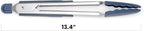 Misen Kitchen Tongs - Dishwasher Safe, Heavy Duty - Precision Silicone-Tipped Grilling Tool - Heat Resistant, Nonstick Safe - Perfect for Serving and Air Frying- 13 Inch | Gray