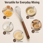 Mini Whisk 10 Inch, 304 Stainless Steel Small Wire Whisk with Walnut Wood Handle, Hand Egg Beater for Cooking, Baking, Mixing Eggs, Coffee, Sauces, Dressing and Gravy, 1 Count - view 5