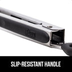 GORILLA GRIP Stainless Steel Heat Resistant Kitchen Tongs for Cooking, Set of 2 BBQ Tong, Non Scratch Silicone Tip for Pans, Strong Grip, Grab Food, Toss Salad, Air Fryer, Pull Lock, 7 + 9 Inch, Black