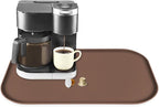 Silicone Coffee Maker Mat with Lip, 24'' x 16'' Heavy Duty Coffee Maker Mat for Countertops, Coffee Tray Fit Under Coffee Machine Appliance Automatic Machines Espresso Accessory, Brown